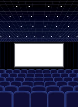 cinema auditorium with blue chairs vector