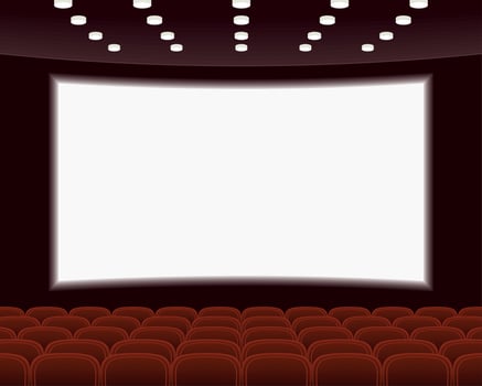 cinema auditorium with red chairs vector