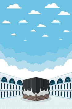 Islamic pilgrimage mecca landmark vector