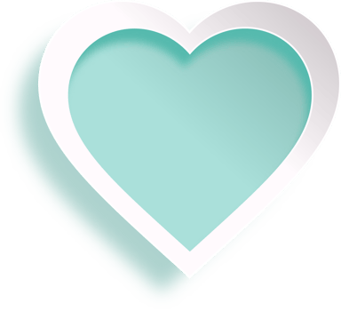 White And Turquoise Heart Paper Cut Style png