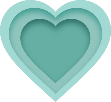Turquoise Heart Shape Multi Layered Paper Cut Style png