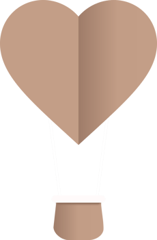 Brown Heart Hot Air Balloon Paper Cut, Heart Shaped Hot Air Balloon png