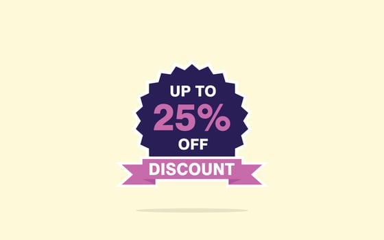 25 Percent discount offer, clearance, promotion banner layout with sticker badge. vector