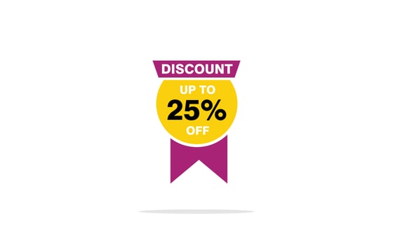 25 Percent discount offer, clearance, promotion banner layout with sticker badge. vector