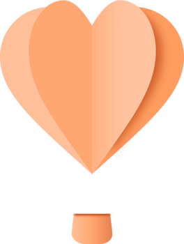 Orange Heart Hot Air Balloon Paper Cut, Heart Shaped Hot Air Balloon png