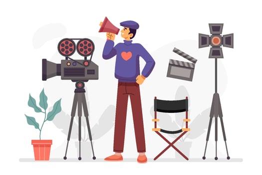 Film Director Character Focus Concept vector