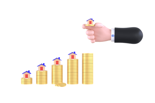 coins and house in hands. saving and loan concept. png