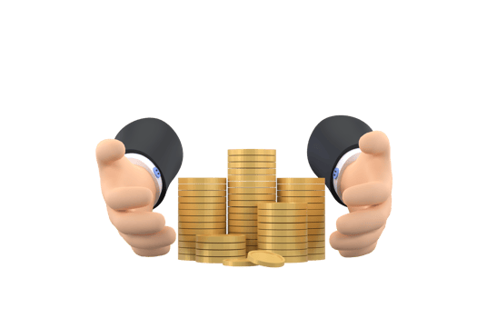 coins in hands. saving money concept. png