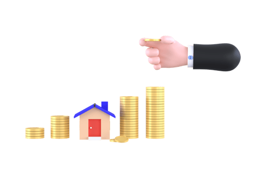 coins and house in hands. saving and loan concept. png