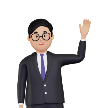 3d Businessman waving hand illustration png
