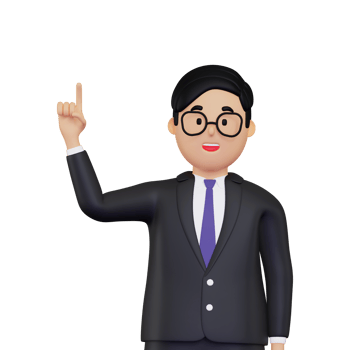 3d Businessman pointing finger up illustration png