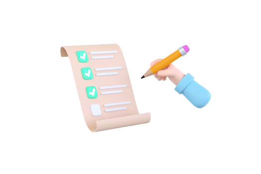 check list with businessman hands holding pencil, clipboard, check mark isolated png
