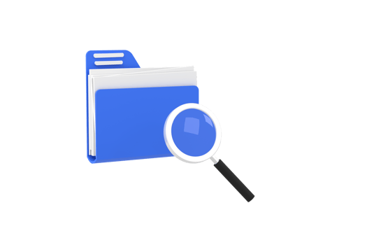 Folder icon and magnifying glass. Open folder icon. Folder with documents png