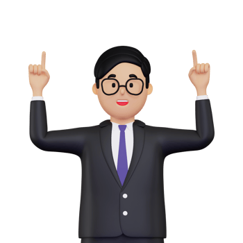 3d Businessman pointing his hands up illustration png