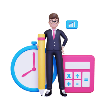 3d Businessman doing financial accounting illustration png