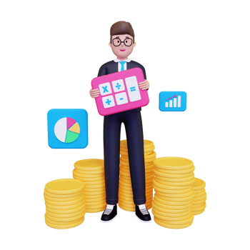 3d Businessman doing profit calculation illustration png