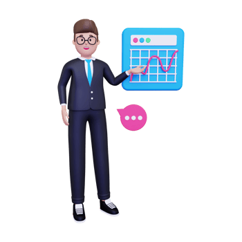 3d Businessman presenting analysis illustration png