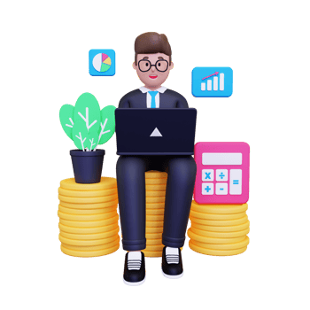 3d Businessman doing accounting illustration png