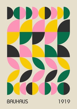 Minimal vintage 20s geometric design posters, wall art, template, layout with primitive shapes elements. Bauhaus retro pattern background, vector abstract circle, triangle and square line art