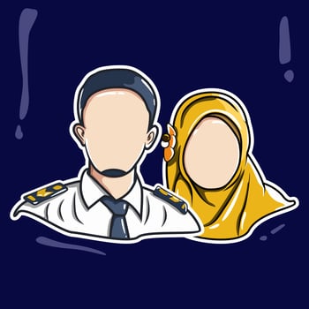 Couple Capten and Women Muslim Flat Illustration vector