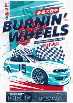 Poster Design with Drift Car vector
