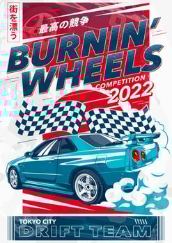 Poster Design with Drift Car vector