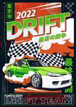 Poster Design with Drift Car vector