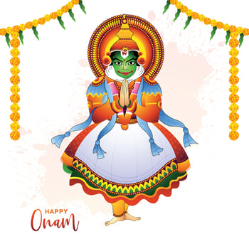 Happy onam festival of south india kerala holiday illustration background vector