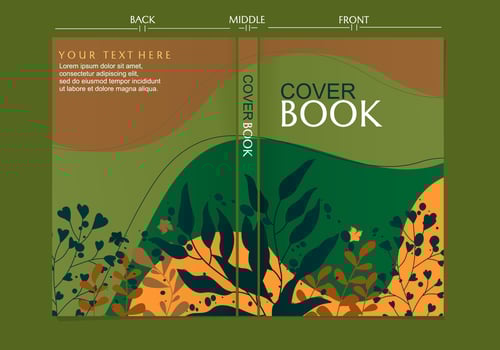 set of book cover designs on nature theme with leaf silhouettes. aesthetic background vector