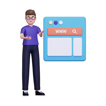 3d Man browsing on website illustration png