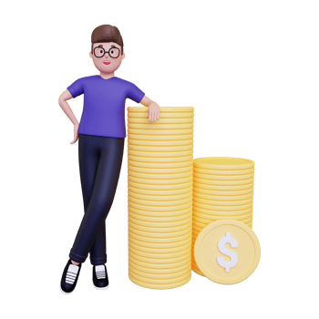 3d Businessman getting profit from business illustration png