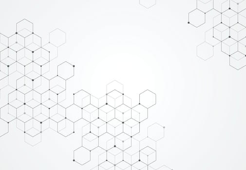Abstract hexagonal molecular structures in technology background and science style. Medical design. Vector illustration