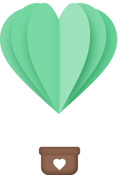 Green Heart Hot Air Balloon Paper Cut, Heart Shaped Hot Air Balloon png