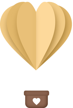 Yellow Heart Hot Air Balloon Paper Cut, Heart Shaped Hot Air Balloon png