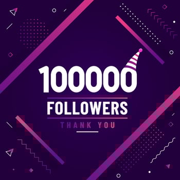 Thank you 100000 followers, 100K followers celebration modern colorful design. vector
