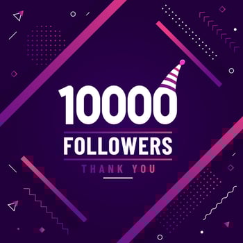 Thank you 10000 followers, 10K followers celebration modern colorful design. vector