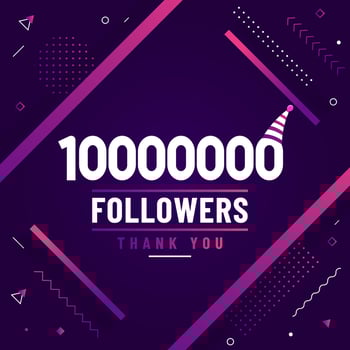 Thank you 10000000 followers, 10M followers celebration modern colorful design. vector