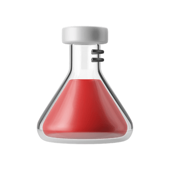 chemical flask glass with fluid 3d icon illustration png