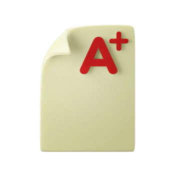 exam paper with a plus score 3d icon illustration png