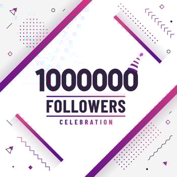 Thank you 1000000 followers, 1M followers celebration modern colorful design. vector