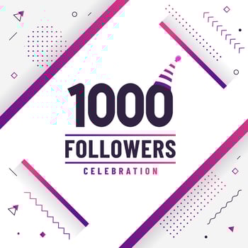 Thank you 1000 followers, 1K followers celebration modern colorful design. vector