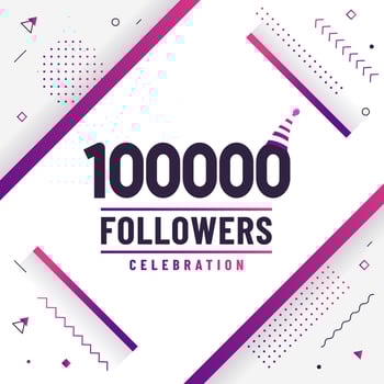 Thank you 100000 followers, 100K followers celebration modern colorful design. vector