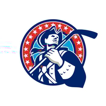 American Patriot Ice Hockey Stick Circle Retro vector