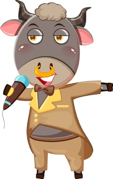 Singer buffalo cartoon character vector