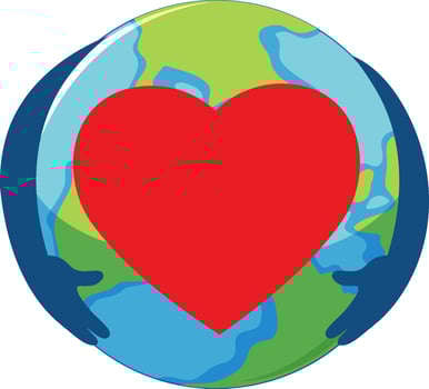 Earth globe symbol with heart vector