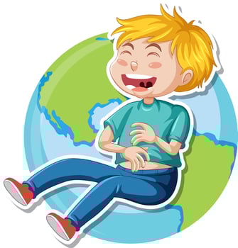 A boy laughing cartoon character vector