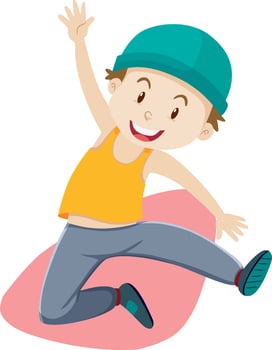 Active boy simple cartoon character vector