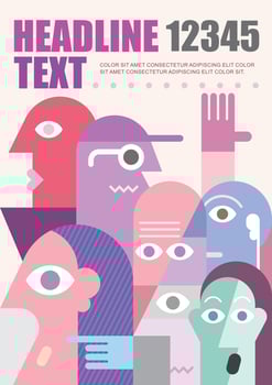 Large Group of People vector template layout, size A4