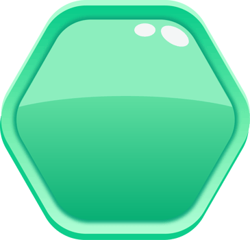 Green Cartoon Hexagon Button png