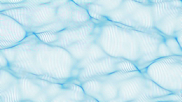 Vector particle waves. Ocean  abstract aerial view . Smooth waves of dots. Elegant particle flow. Elegant technology background for futuristic designs.